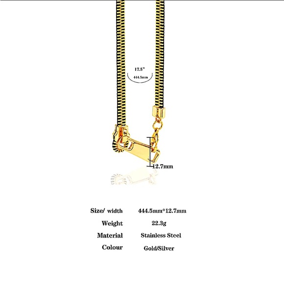 Silver Zipper Up Punk Minimalist Versatile Choker Necklace - Picture 10 of 11